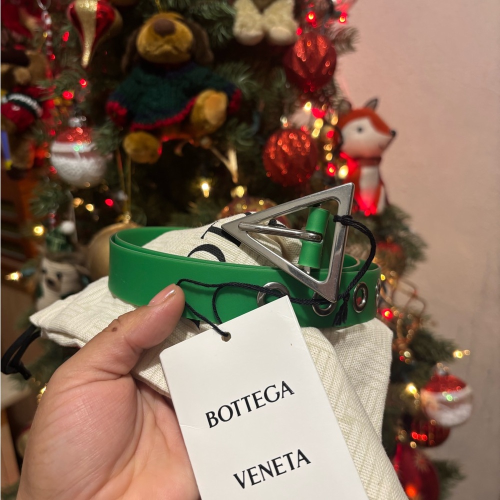 Bottega Veneta Vibrant Green Belt with Silver Buckle